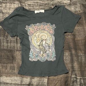 Free People Daydreamer Aries Graphic Tee in Dark Gray